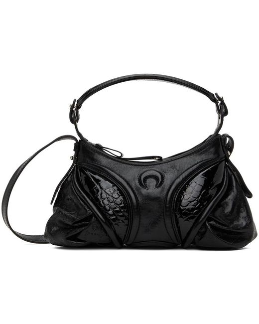 MARINE SERRE Black Embossed Leather Futura Mini Bag