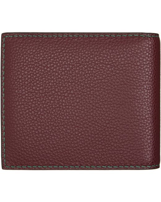 Marni Purple Burgundy Contrast Stitching Leather Bifold Wallet for men