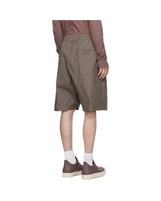 Rick Owens Gray Tower Heizer Cargo Shorts for men