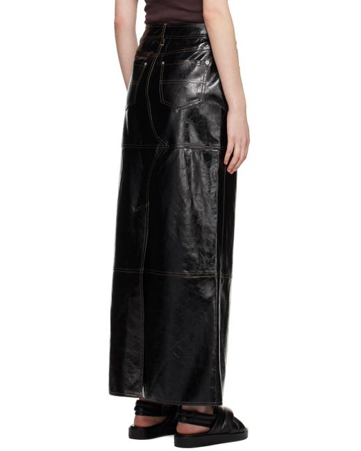 Stand Studio Black Francie Faux-leather Maxi Skirt