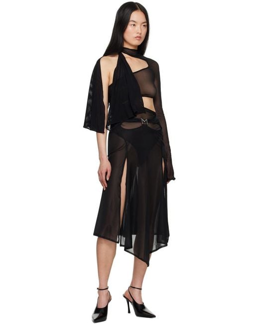 Mugler Black M Cutout Midi Skirt