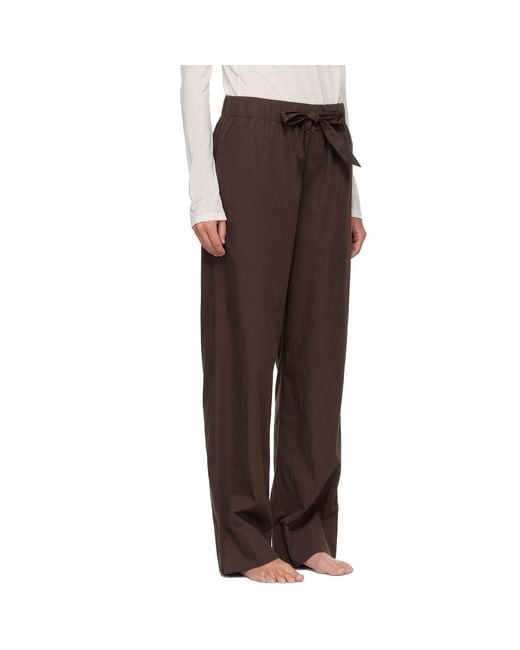 Tekla Brown Poplin Pyjama Pants