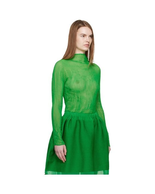Issey Miyake Green Chiffon Twist 3 Top