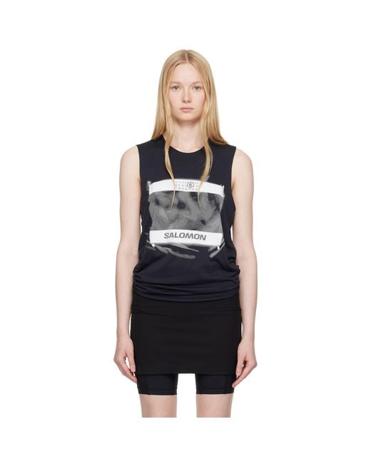 MM6 by Maison Margiela Black Salomon Edition Abstract Print Sport Top