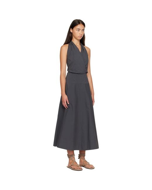 St. Agni Black Halter Circle Hem Midi Dress