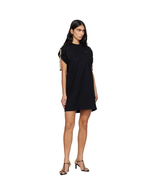 Burberry Black Check Trim Cotton T-Shirt Minidress