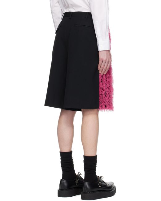 Comme des Garçons Pink Wool Gabardine Medium & Nylon Tulle Shorts for men