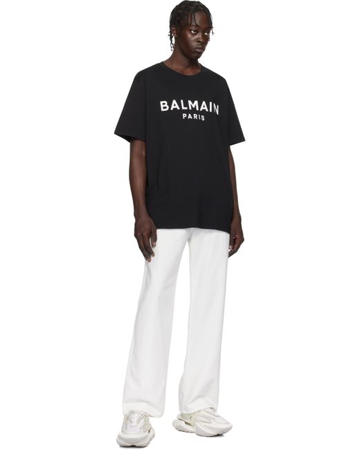 メンズ Balmain ブラック Paris プリントTシャツ Black