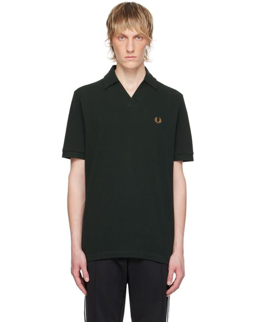 Fred Perry Black F Perry Open Placket Polo for men