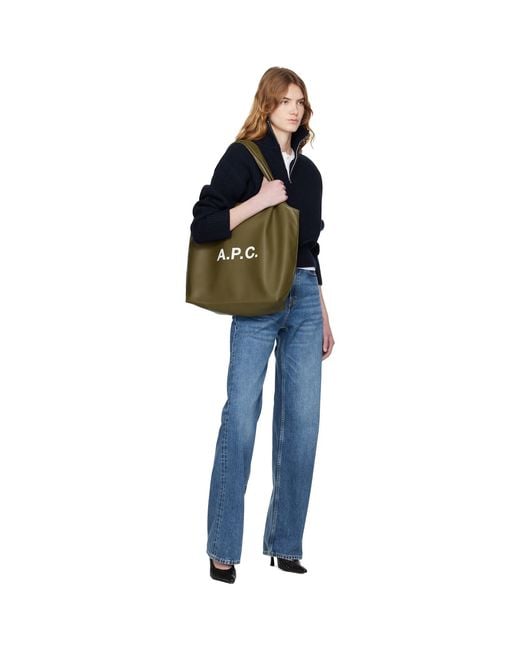 A.P.C. Black Khaki Ninon Small Tote