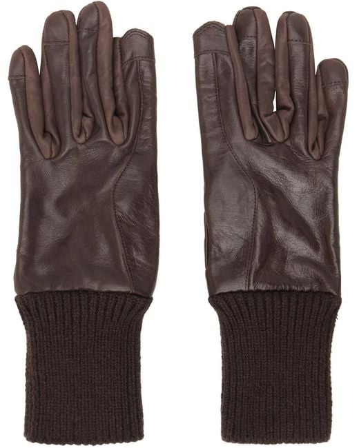 Rick Owens Brown Short Ribcuff Gloves for men