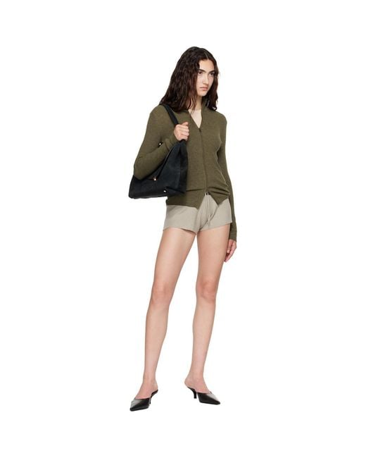 Fear Of God Green Khaki Rib Knit Zip Up Sweater