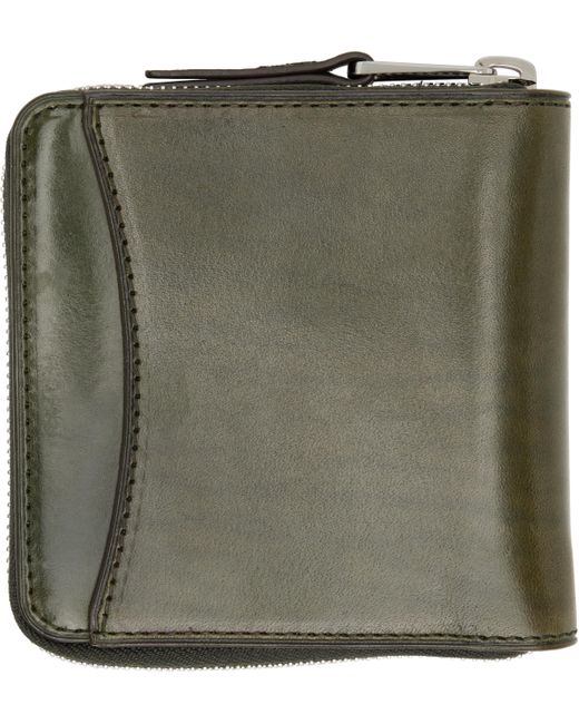 Lemaire Green Patina Zip Compact Bi Fold Wallet for men