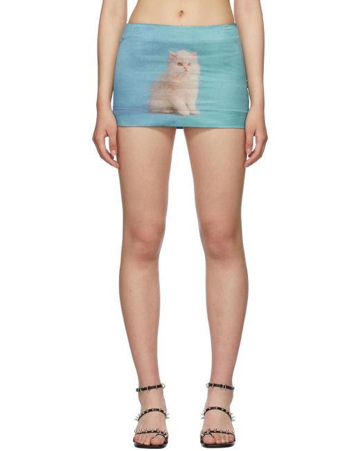 Ashley Williams Blue Silk Mini Skirt