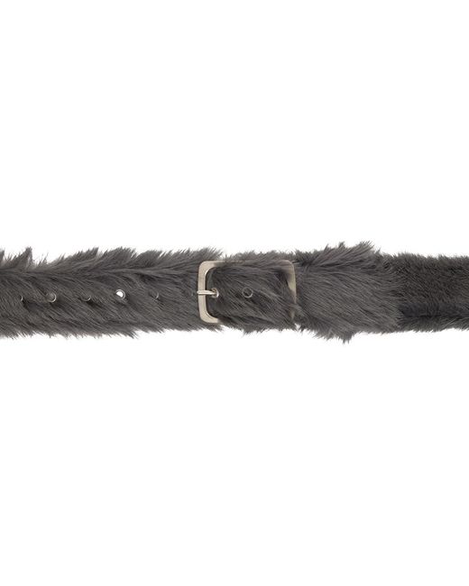 Dries Van Noten Black Gray Leather Belt for men