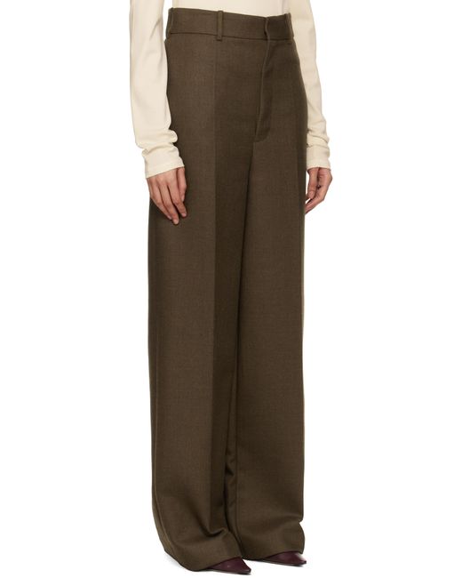 Carven ブラウン ダブル ウーステッドウール トラウザーズ Brown