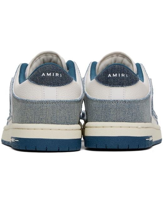 Amiri White Skel Panelled Leather And Denim Low-top Trainers for men
