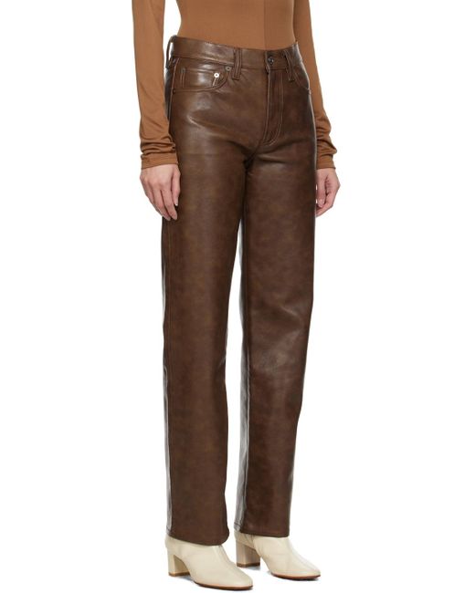 Ae pantalon sloane brun en cuir Agolde en coloris Brown