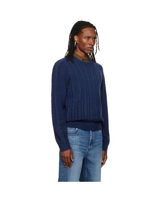 A.P.C. Blue Oversized Cable-Knit Sweater for men