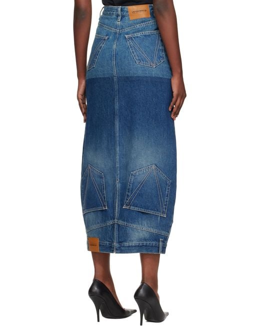 Vetements Blue Double Denim Midi Skirt