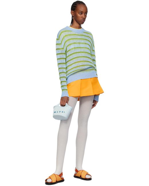 Marni Multicolor Blue & Green Striped Sweater