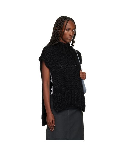 Issey Miyake Black November Silk Mohair Hand-Knit Vest