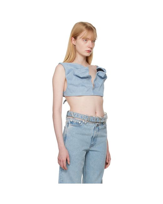 Y. Project Blue Scrunched Denim Bralette