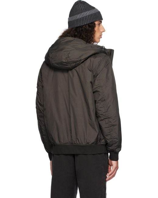 メンズ Stone Island グレー 40823 Crinkle Reps R-Ny ジャケット Black