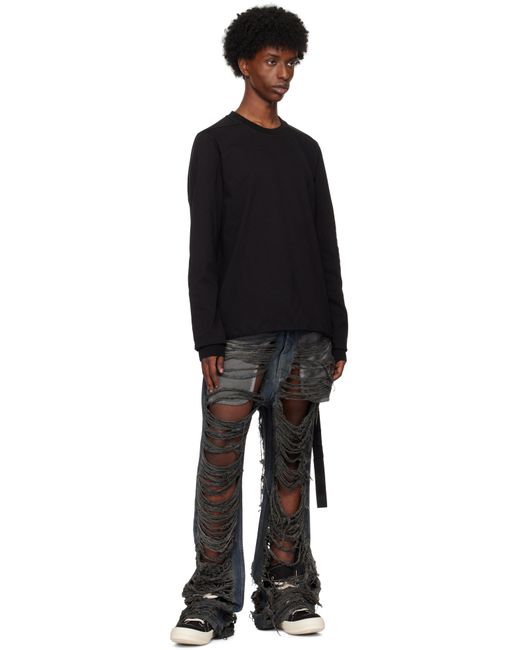 Rick Owens Black Porterville Rolled Edge Sweatshirt for men