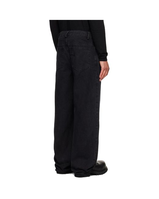 A Diciannoveventitre Black Washed Oversized Jeans for men