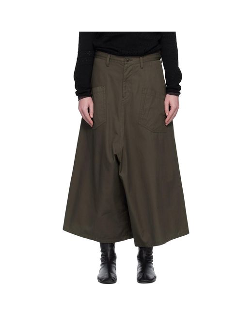 Y's Yohji Yamamoto Black Cotton Twill Drop Flare Trousers