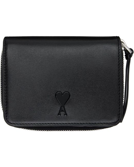 AMI Black Ami De Coeur Compact Wallet for men