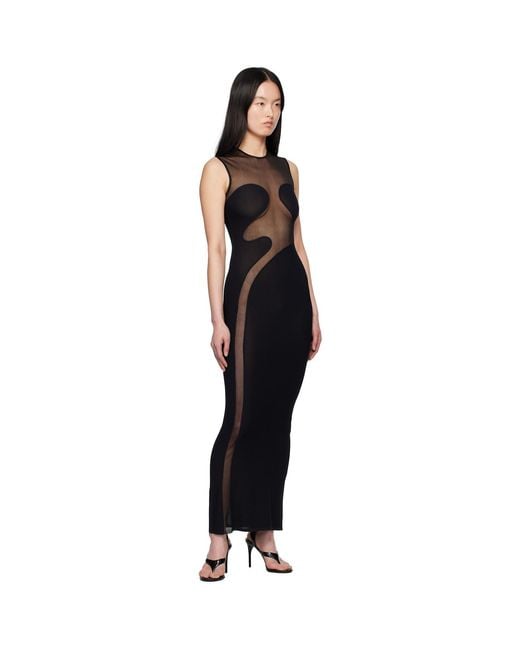 Alaïa Black Knit Molded Bodycon Maxi Dress