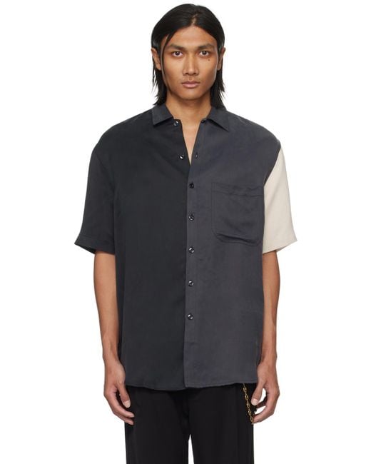 Song For The Mute Black Color Paneled Shirt for men