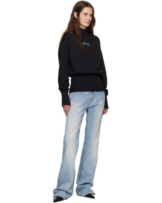 Jean Paul Gaultier Black Cropped Crew Neck 'Jpg' Sweatshirt