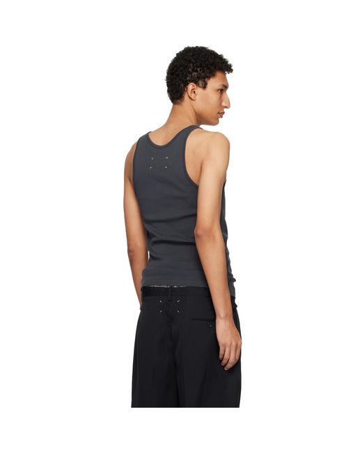 Maison Margiela Black Ribbed Tank Top for men