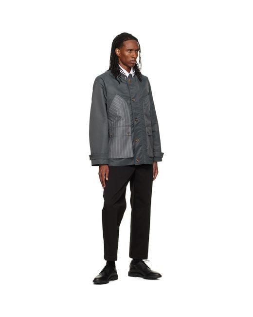 Thom Browne Gray Tech Twill Field Jacket for men