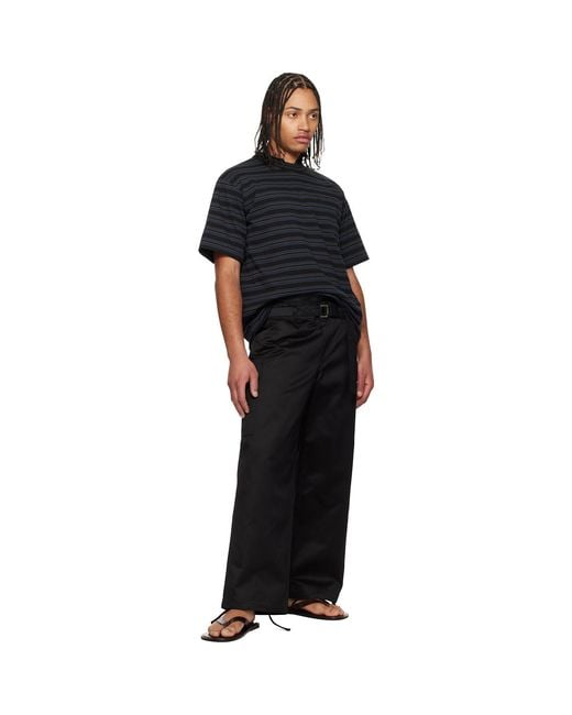 Sacai Black Horizontal Stripe T-Shirt for men