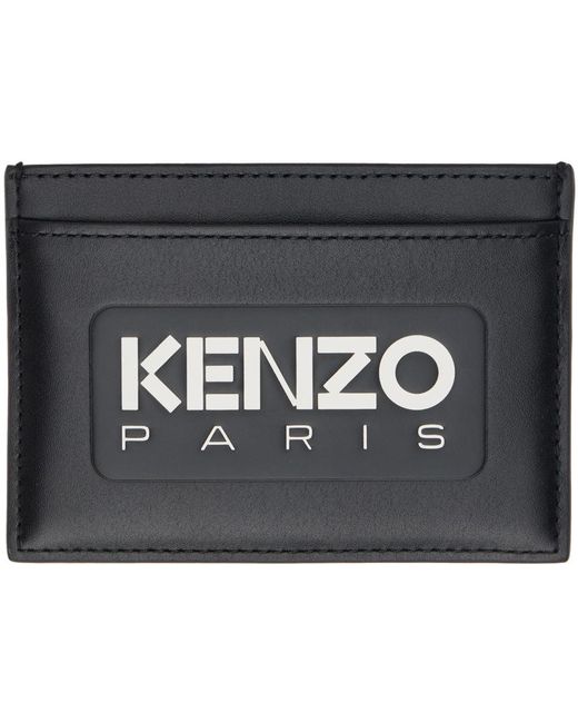 KENZO Black Paris Emboss Leather Card Holder for men
