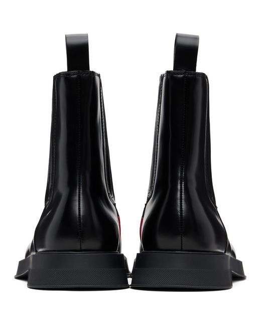 HUGO Black Embossed-Logo Faux-Leather Chelsea Boots for men