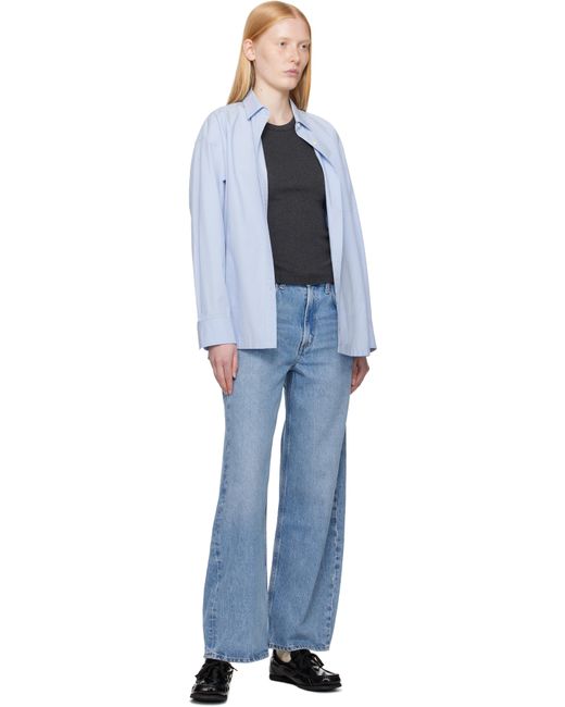 Jean Bleu À Taille Mi-Haute Et À Coutures Extérieures Incurvées Agolde en coloris Black