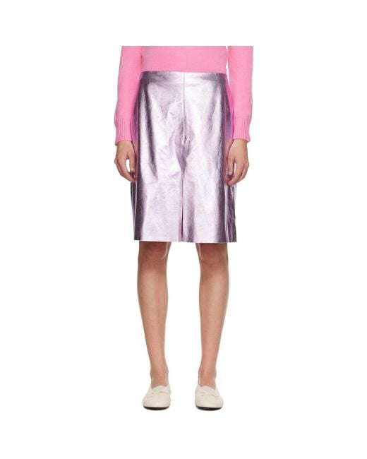 Sandy Liang Red Pinkie Leather Midi Skirt