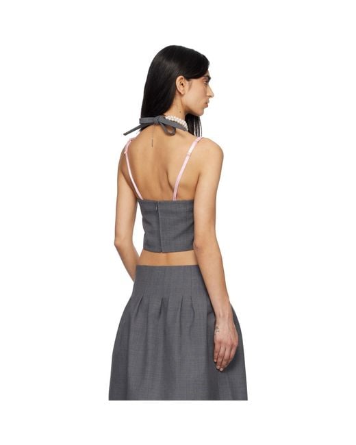 ShuShu/Tong Black Halter Bow Tie Cami Top