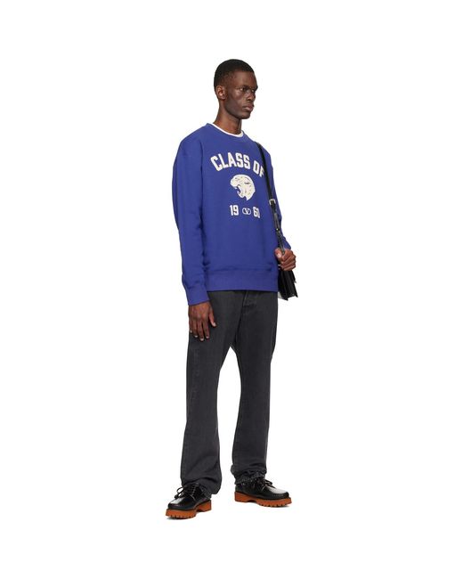 Valentino Blue Cotton Panther 'Class Of 1960' Print Sweatshirt for men