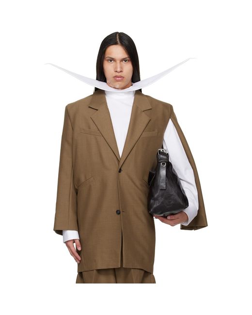 Egonlab Brown Curved Vent Blazer for men