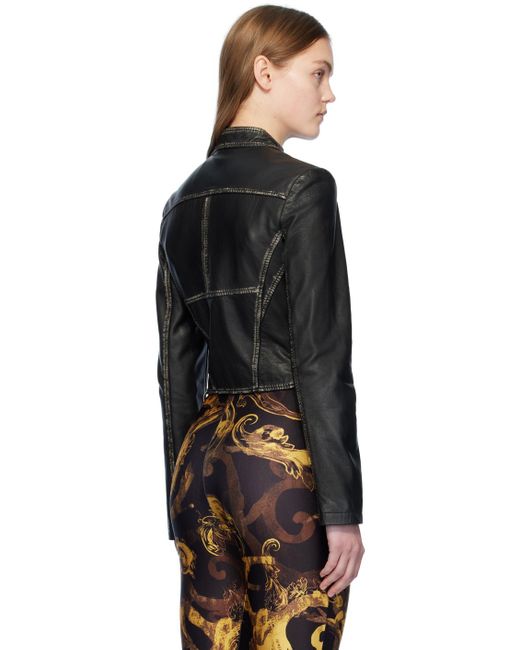 Versace Black Bleached Leather Jacket