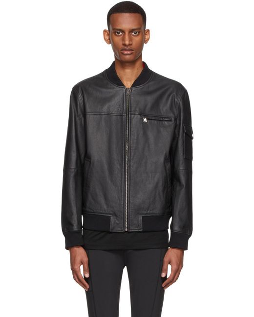 HUGO Slim-fit Leather Jacket in Black for Men | Lyst Canada
