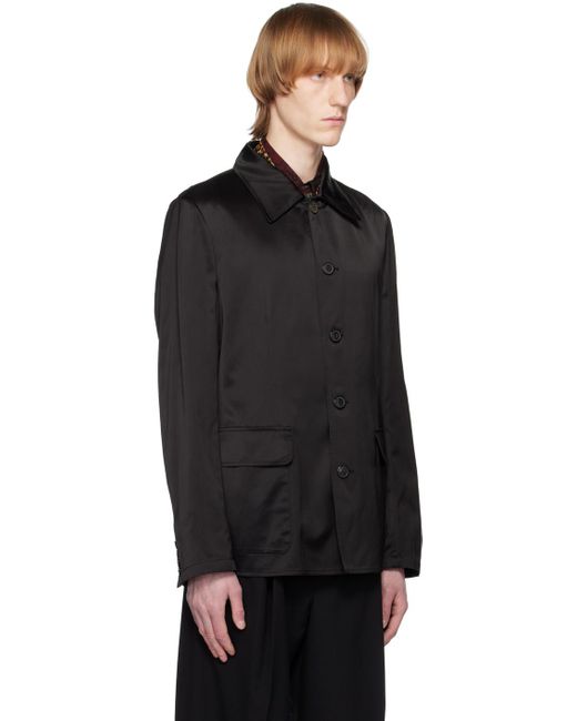 Dries Van Noten Black Spread Collar Jacket for men