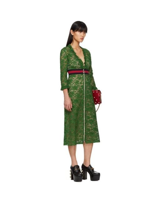 Gucci Green Lace Dress | Lyst