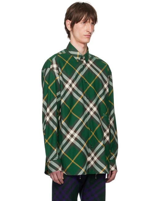 Burberry Green Check Shirt for men